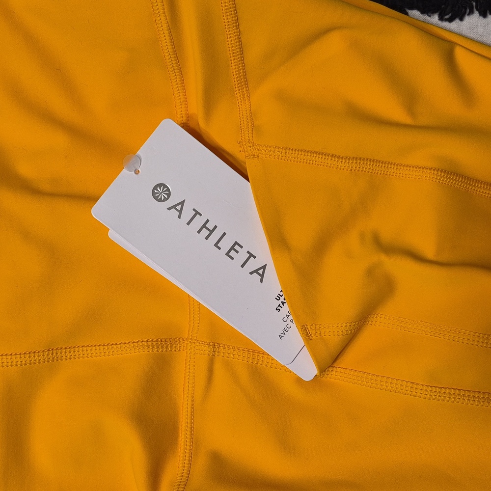 NWT Athleta Radiant Sunrise Yellow Ultimate Stash II Capri Legging Wicking - Picture 6 of 10